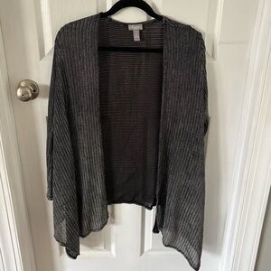 Chico’s Travelers Silver Shimmer Mesh Open Jacket Cardigan Size 1 Women’s M